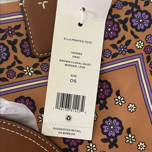 Tory Burch Tan and Purple Floral Tote - Picture 3 of 6